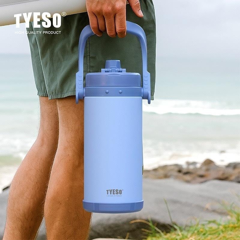 新品 TYESO大容量不鏽鋼手提兩用壺2000ml/2500ml/3000ml/3500ml 可調節肩帶手提便攜運動水壺-細節圖4