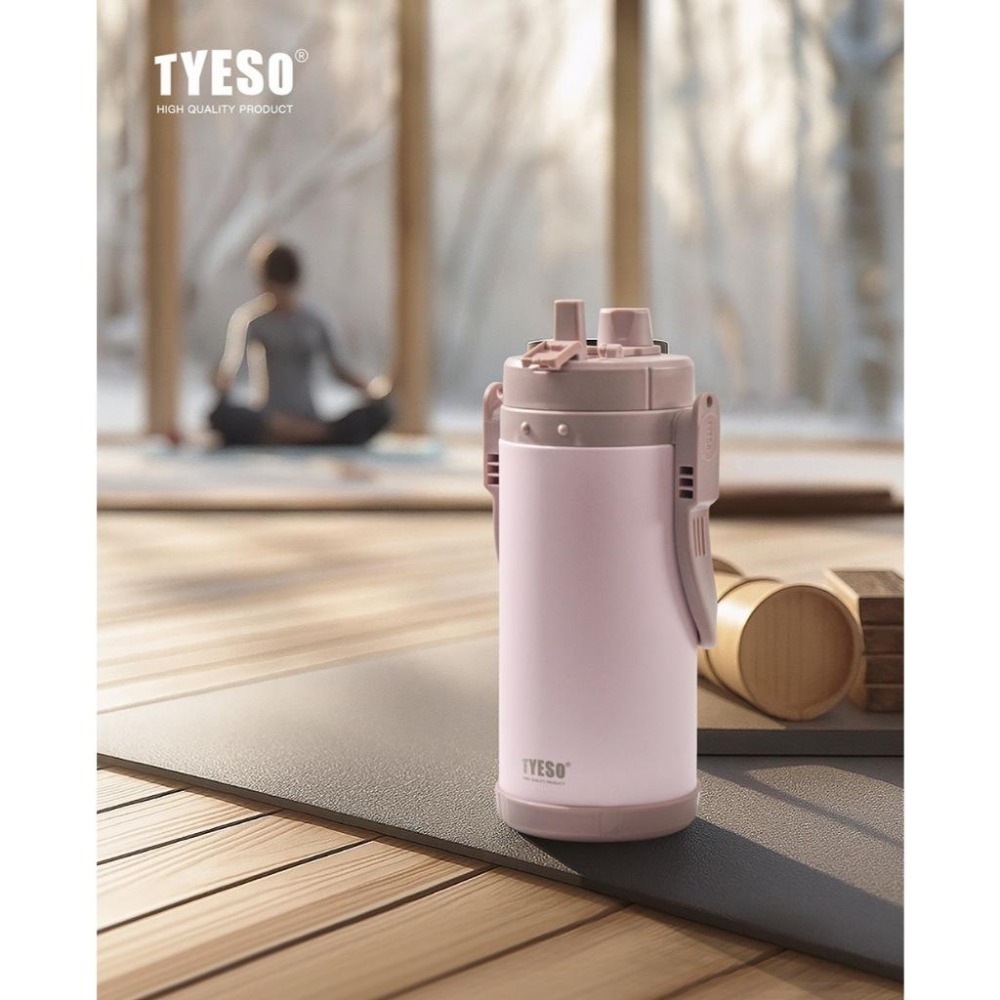 新品 TYESO大容量不鏽鋼手提兩用壺2000ml/2500ml/3000ml/3500ml 可調節肩帶手提便攜運動水壺-細節圖5
