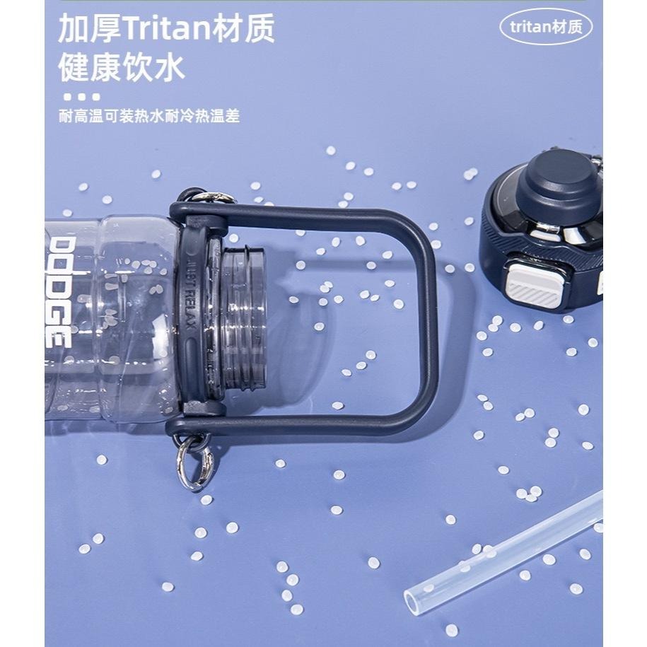 道奇路途風光雙飲運動水壺 TRITAN耐溫手提揹帶吸管水壺 按鍵彈蓋雙飲式吸管防漏水壺 可調節提帶隱藏手提多功能運動水壺-細節圖5