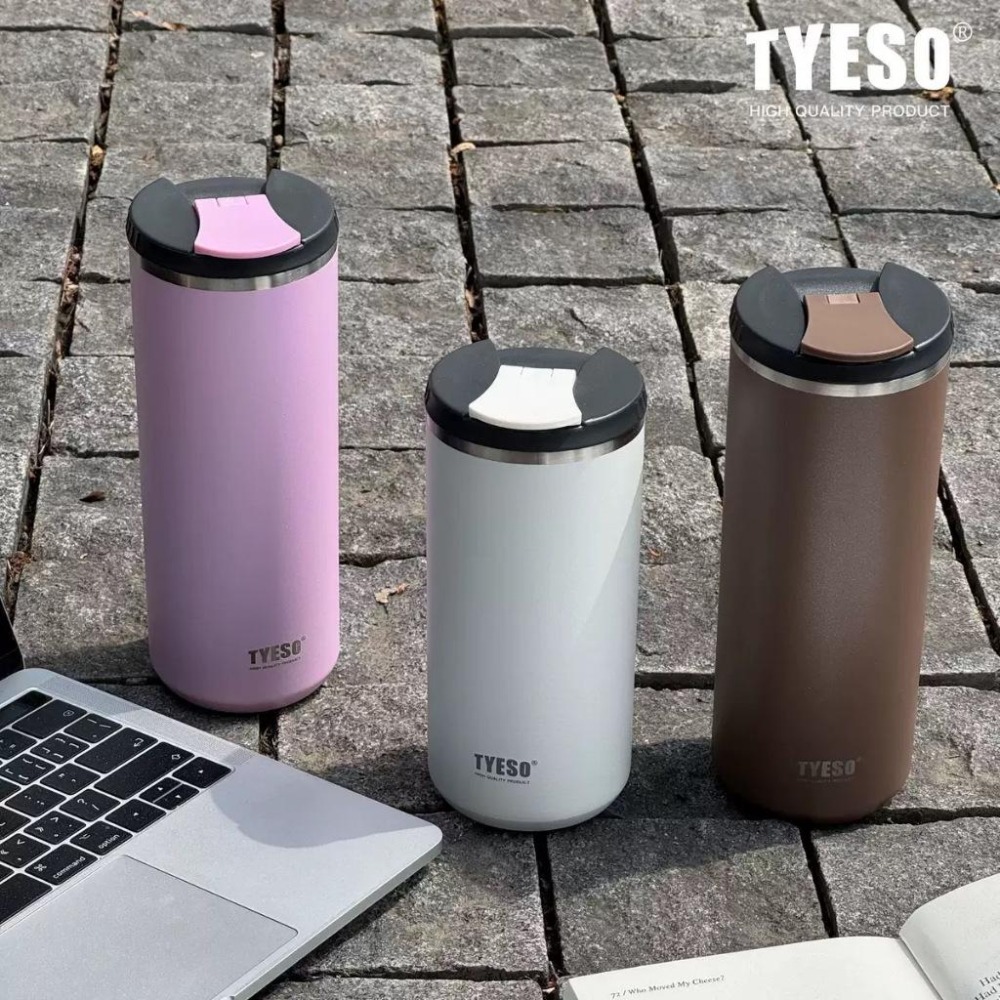 TYESO保溫杯 304不鏽鋼咖啡杯 600ml/750ml不鏽鋼輕巧隨行杯 環保防漏車載咖啡杯 翻蓋直身不鏽鋼保溫杯-細節圖6