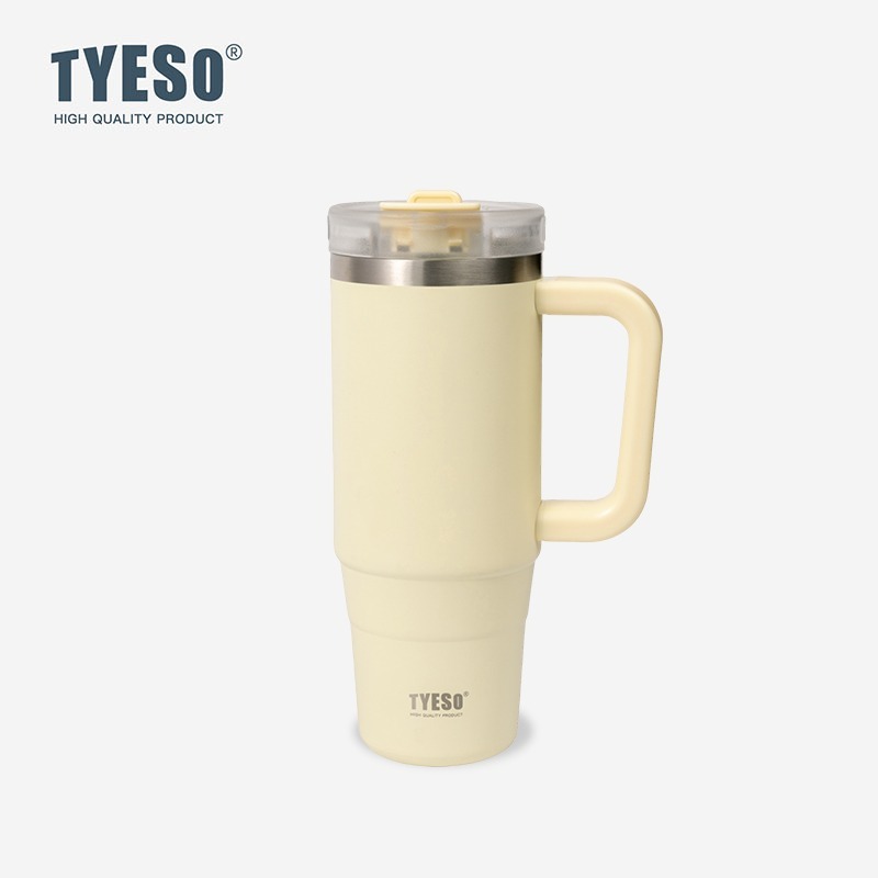 新款速發 TYESO奥拉泡泡冰霸杯 304不鏽鋼900ml/1200ml陶瓷內膽手把保溫杯 雙飲彈跳吸管車載杯環保咖啡杯-規格圖11