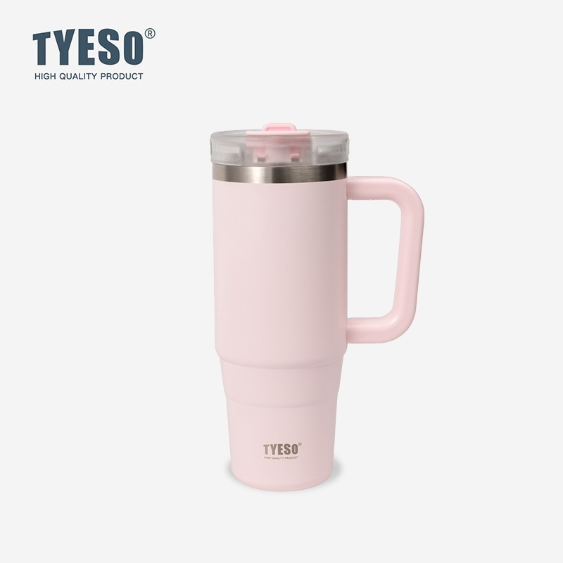 新款速發 TYESO奥拉泡泡冰霸杯 304不鏽鋼900ml/1200ml陶瓷內膽手把保溫杯 雙飲彈跳吸管車載杯環保咖啡杯-規格圖11