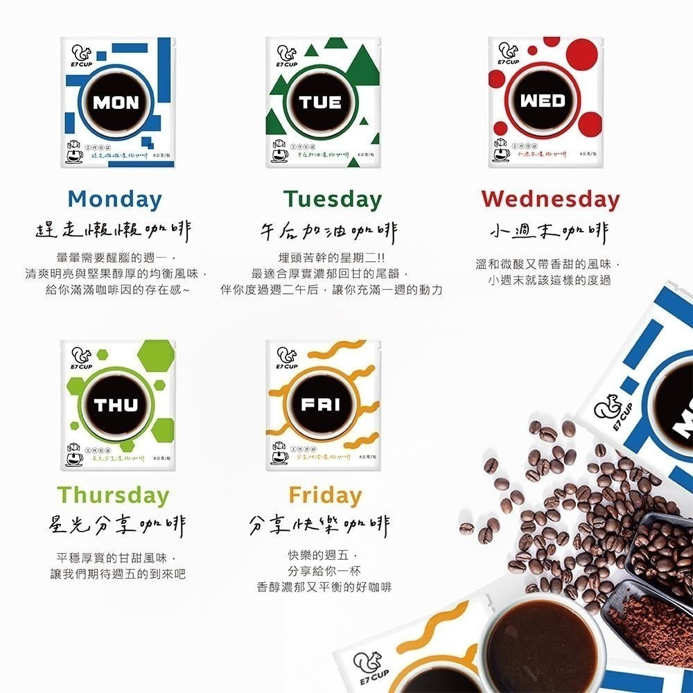E7CUP-工作日誌Thursday濾掛(星光分享咖啡)(8包*12盒)-細節圖5