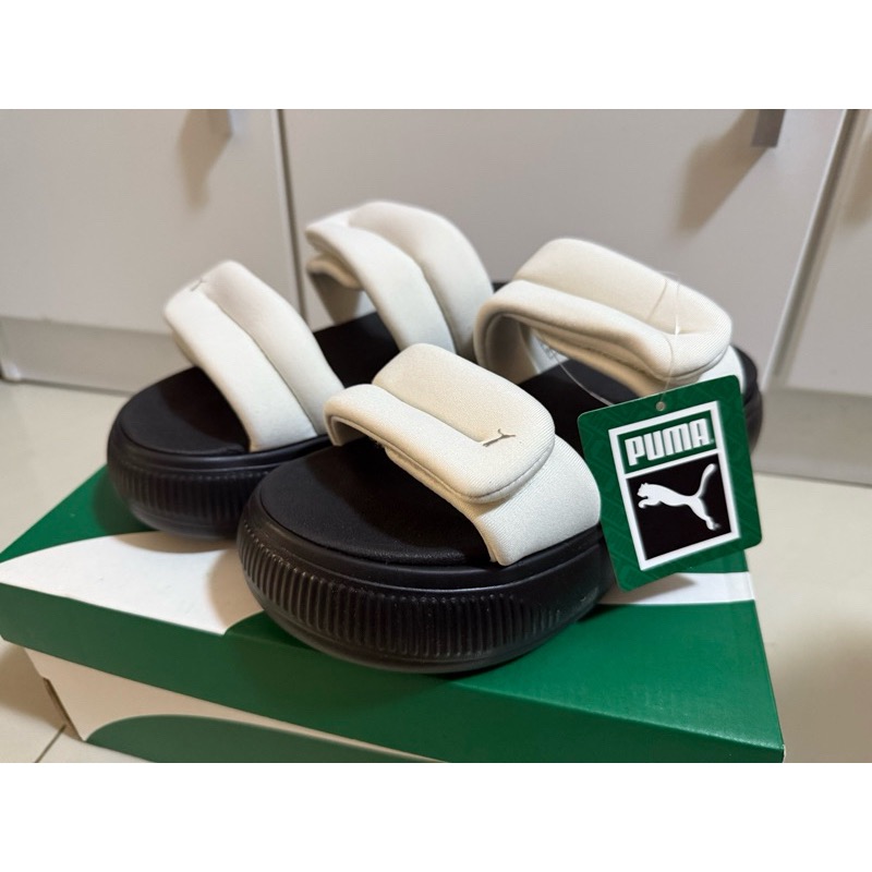 全新 PUMA 女鞋 MAYU PUFFY SLIDES 厚底 增高 魔鬼氈 可調 涼鞋 沙攤鞋 拖鞋399450-細節圖8