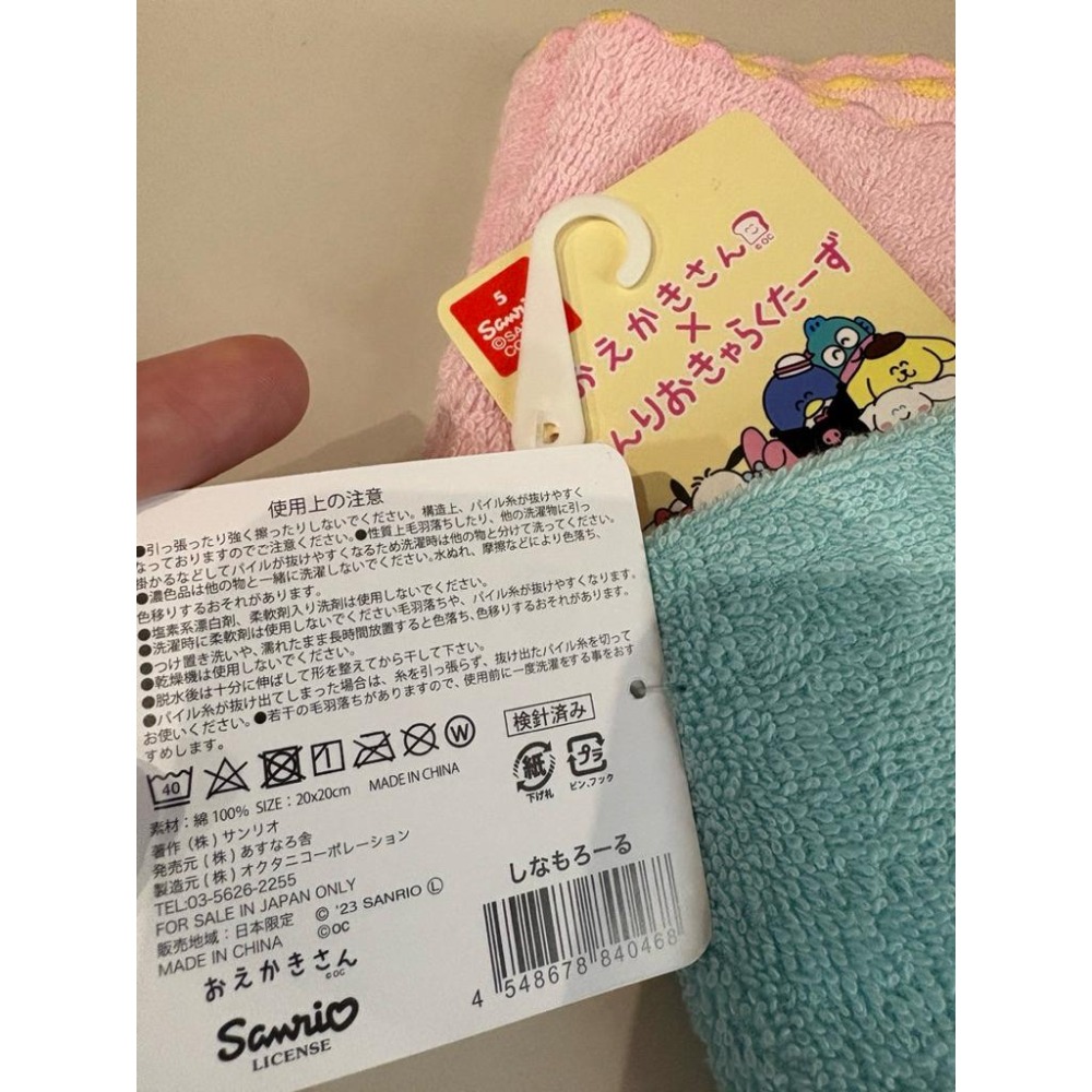日本 三麗鷗 × おえかきさん 聯名手帕 方巾 全新-細節圖3