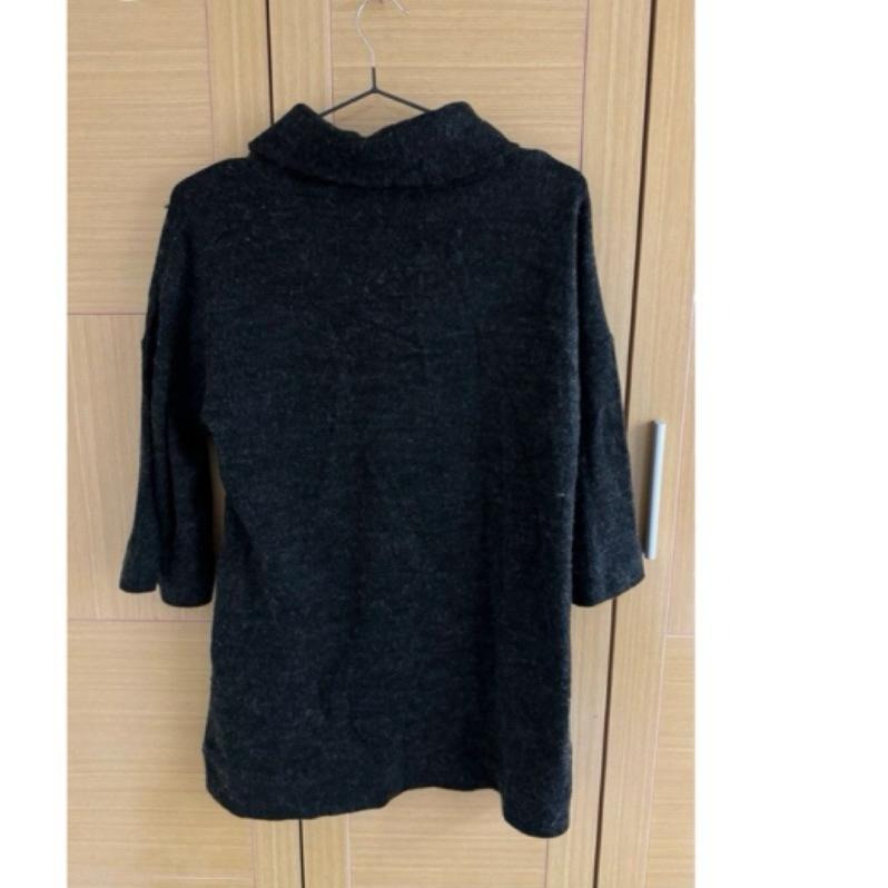 UNIQLO 翻領七分袖毛衣 黑 二手-細節圖2