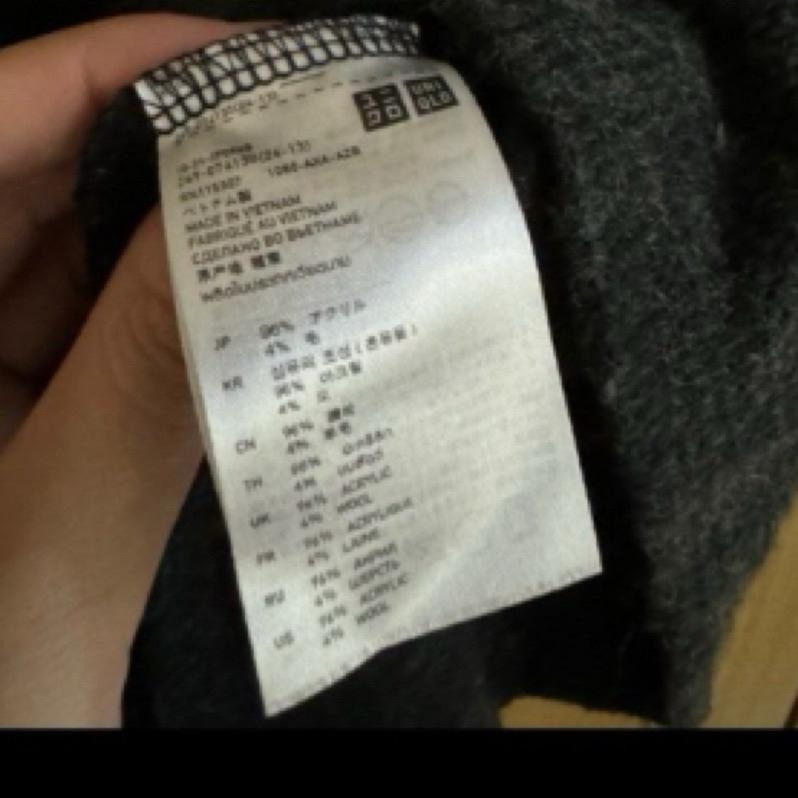 UNIQLO 翻領七分袖毛衣 黑 二手-細節圖4