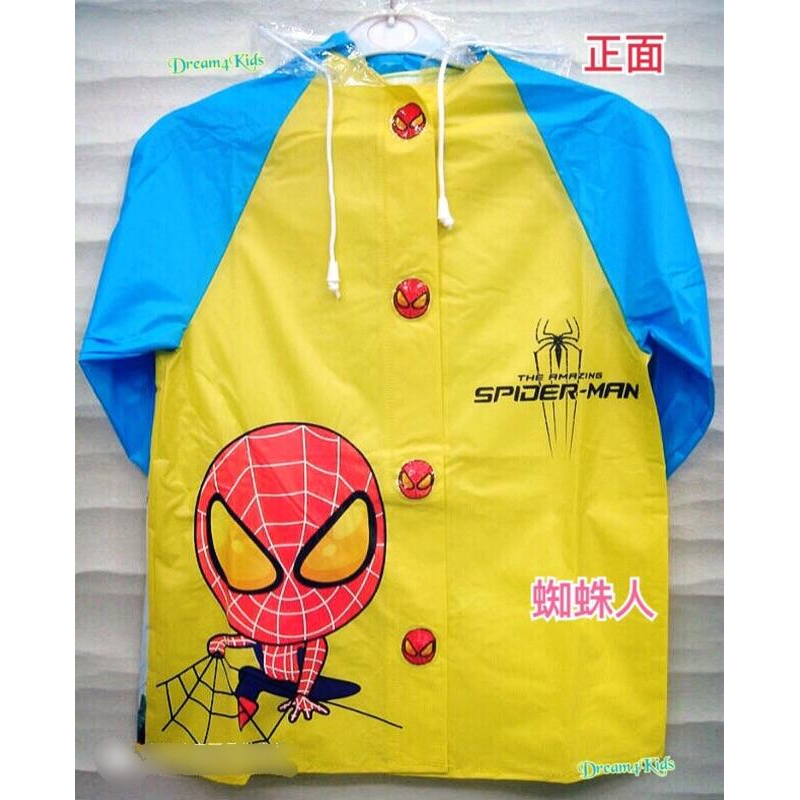 🍭快速出貨🍭PVC 蜘蛛人 Spider-Man 男童 兒童卡通雨衣 釦式雨衣 連體雨衣-細節圖2