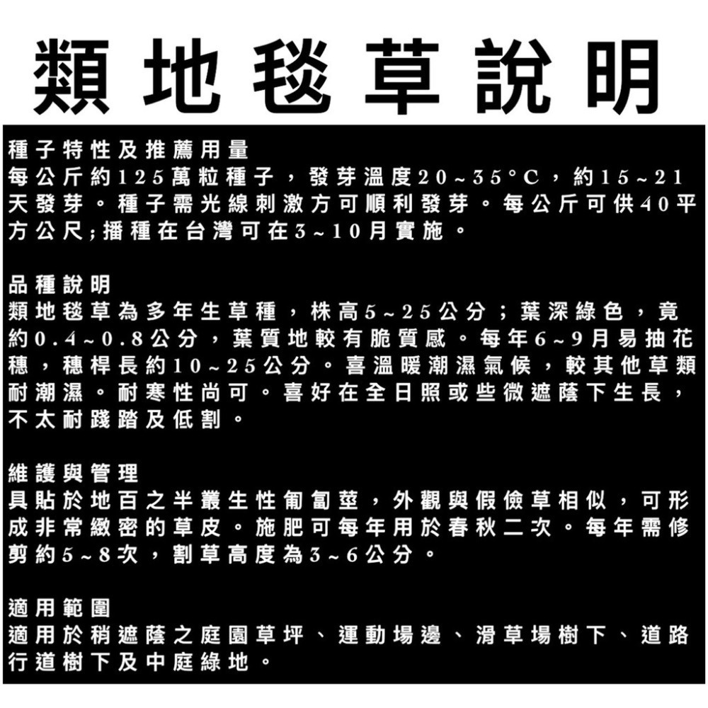 四季園 類地毯草【草種子】 愛芬地毯草種子 多年生草籽 1公斤/包 粉衣種子-細節圖2