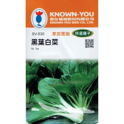 四季園 黑葉白菜 Pai Tsai (sv-530) 【蔬菜種子】農友種苗特選種子 每包約10公克 全年可播種