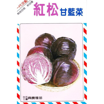 四季園 甘藍菜 紫色高麗菜 (紅松甘藍菜) 【甘藍類種子】興農牌中包裝 每包約1ml