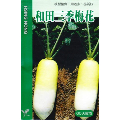 四季園 蘿蔔(和田三季梅花) 【蔬果種子】興農牌中包裝 每包約3ml 適用生吃、加工及製作菜脯