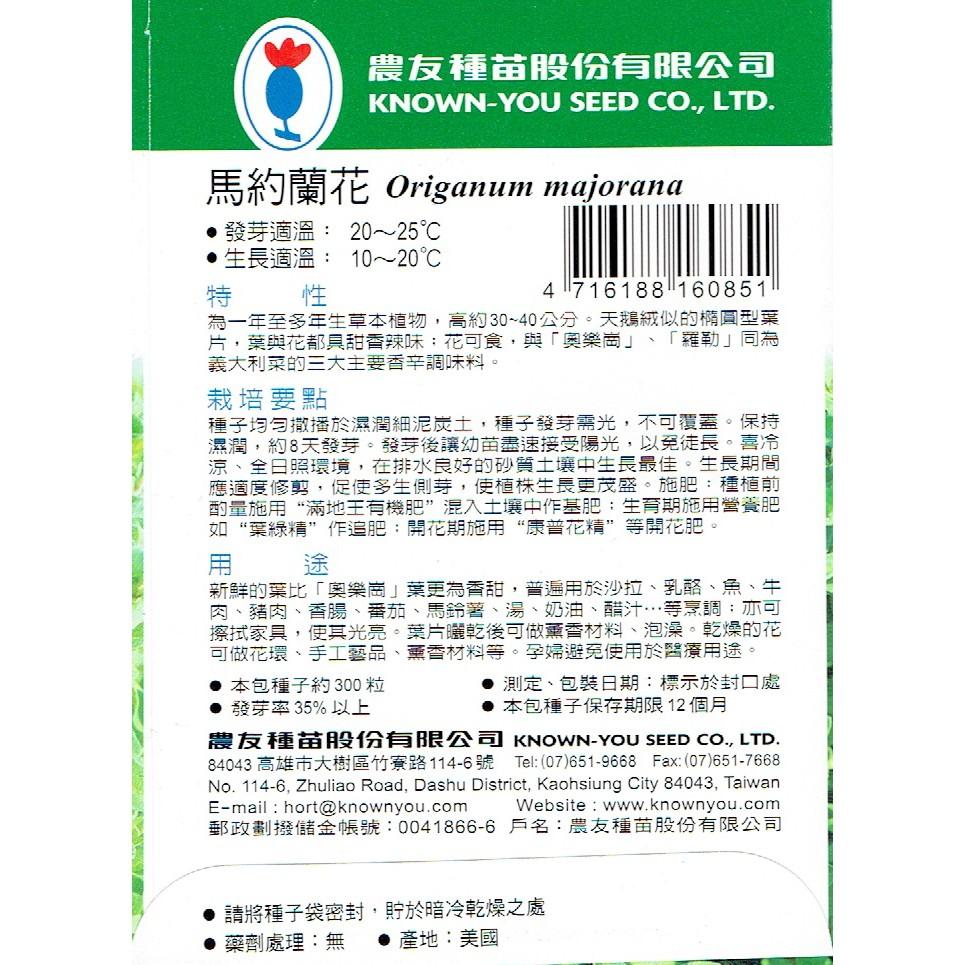 四季園  馬約蘭花 Sweet Marjoram【農友種苗】香藥草種子 原包裝種子 約300粒/包-細節圖2