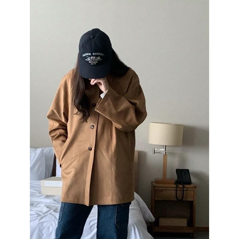 dear.day 現 韓國🇰🇷連線 正韓 麂皮中長版外套-細節圖2