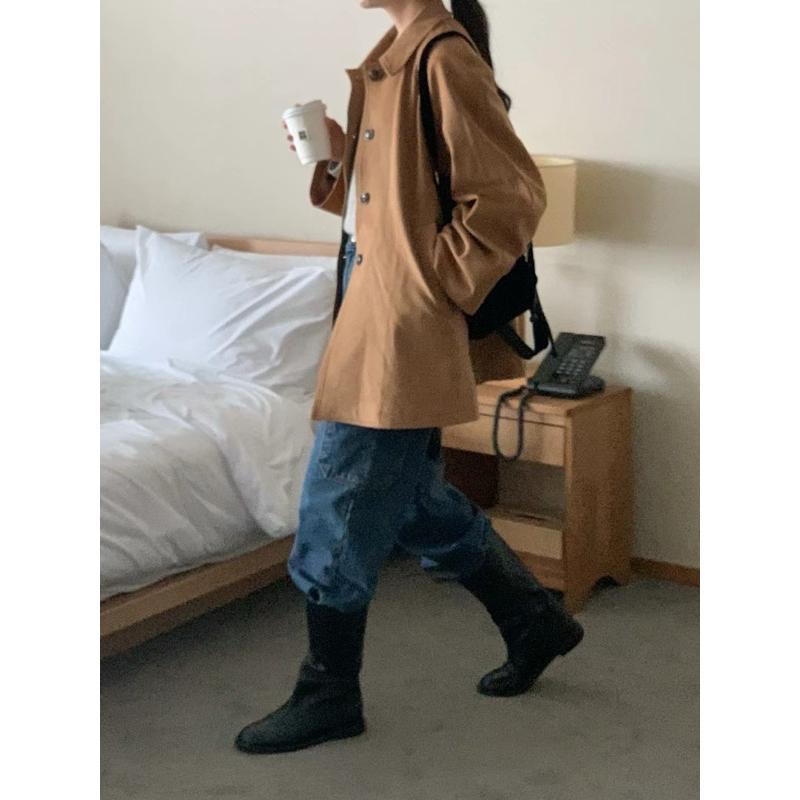 dear.day 現 韓國🇰🇷連線 正韓 麂皮中長版外套-細節圖3