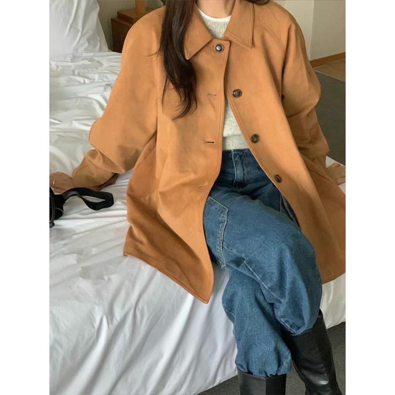 dear.day 現 韓國🇰🇷連線 正韓 麂皮中長版外套-細節圖4