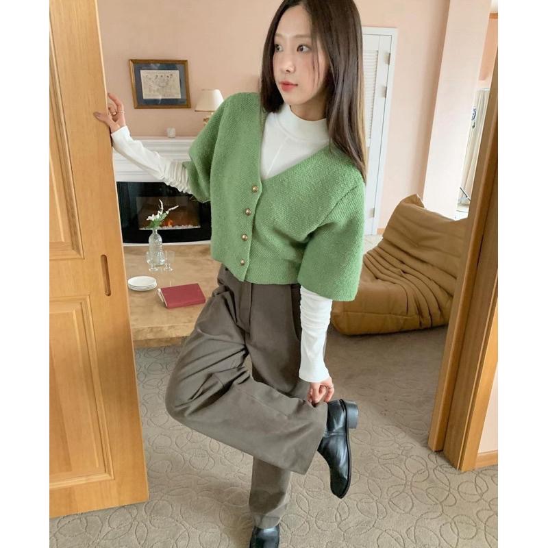 dear.day 現 韓國🇰🇷連線 正韓 羊毛復古釦短袖外套-細節圖2