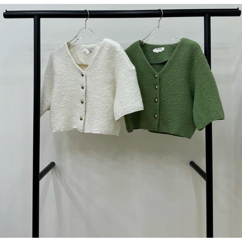 dear.day 現 韓國🇰🇷連線 正韓 羊毛復古釦短袖外套-細節圖5