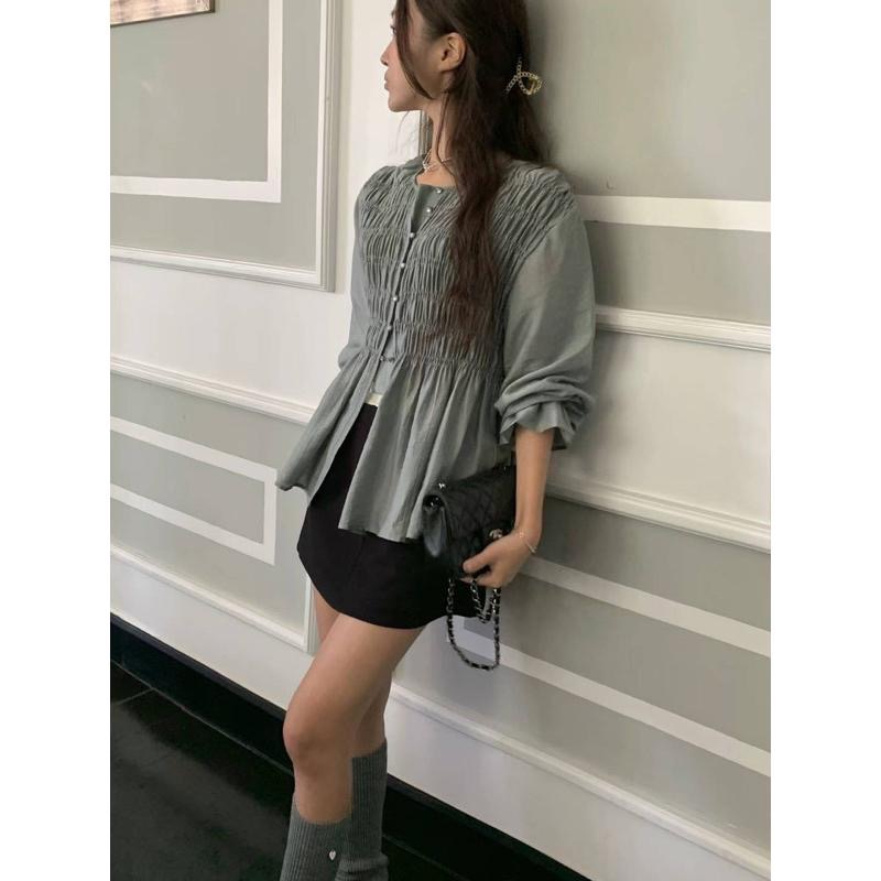 dear.day 現 韓國🇰🇷連線 正韓 皺皺設計上衣-細節圖2