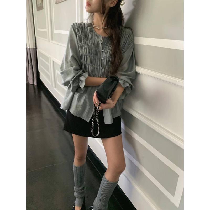 dear.day 現 韓國🇰🇷連線 正韓 皺皺設計上衣-細節圖3