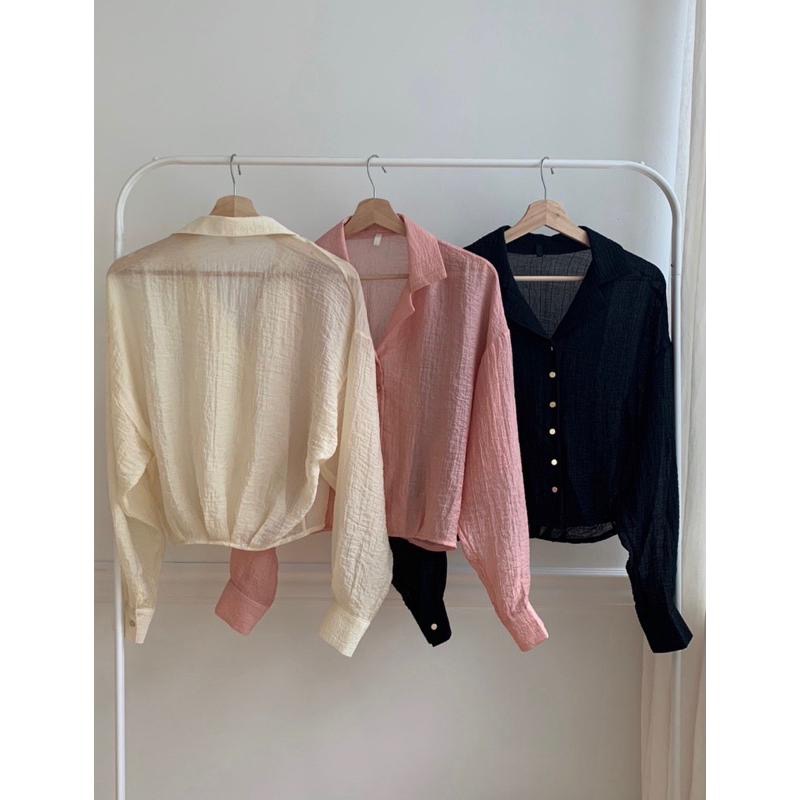 dear.day 現 韓國🇰🇷連線 正韓 金釦透膚襯衫-細節圖3