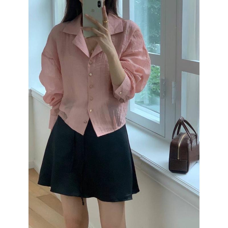 dear.day 現 韓國🇰🇷連線 正韓 金釦透膚襯衫-細節圖5