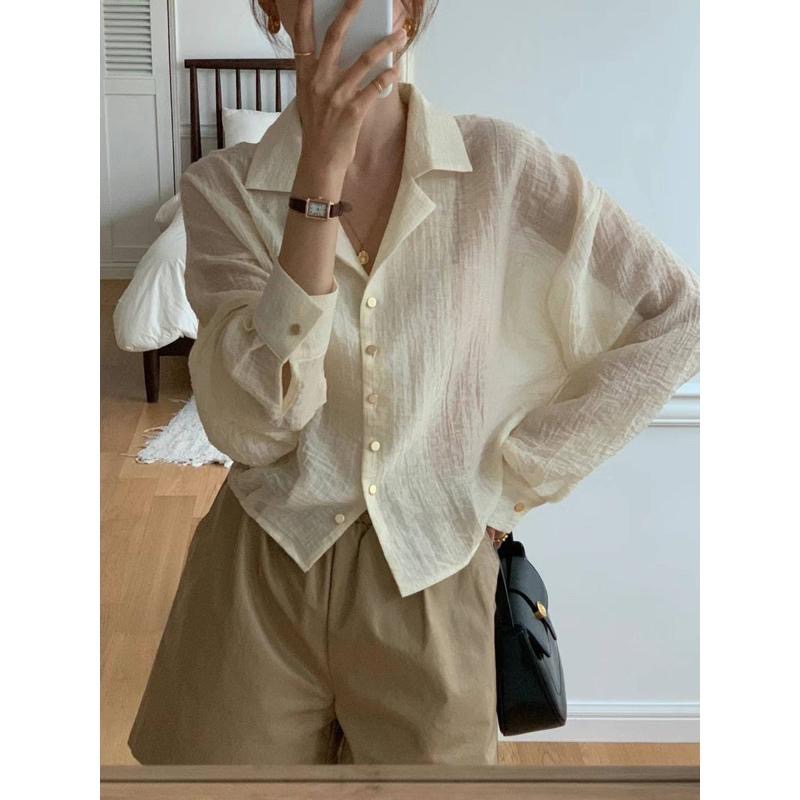 dear.day 現 韓國🇰🇷連線 正韓 金釦透膚襯衫-細節圖6