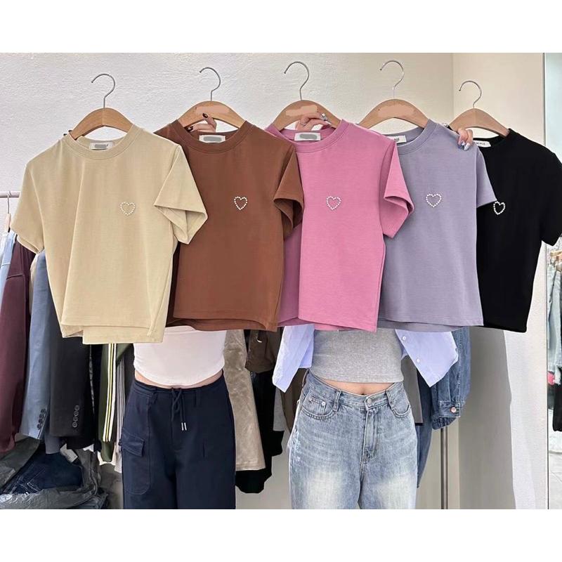 dear.day 現 韓國🇰🇷連線 正韓 愛心珍珠短袖T恤｜上衣-細節圖4