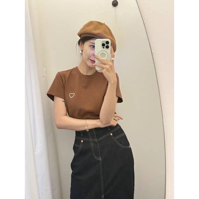 dear.day 現 韓國🇰🇷連線 正韓 愛心珍珠短袖T恤｜上衣-細節圖6
