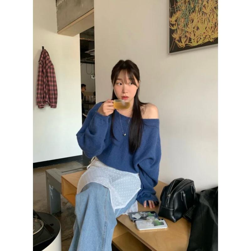 dear.day現 韓國🇰🇷連線 正韓 960斜肩設計針織上衣-細節圖3