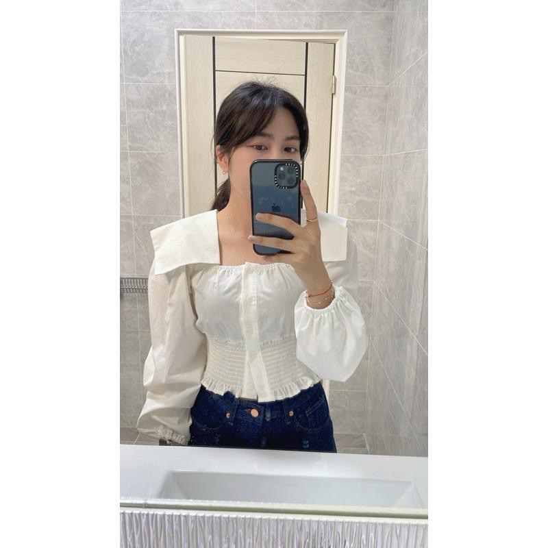 dear.day 現 韓國🇰🇷連線 正韓 大領子設計感襯衫-細節圖2