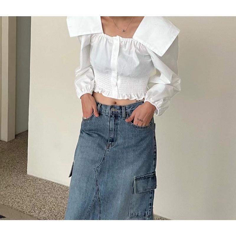 dear.day 現 韓國🇰🇷連線 正韓 大領子設計感襯衫-細節圖3