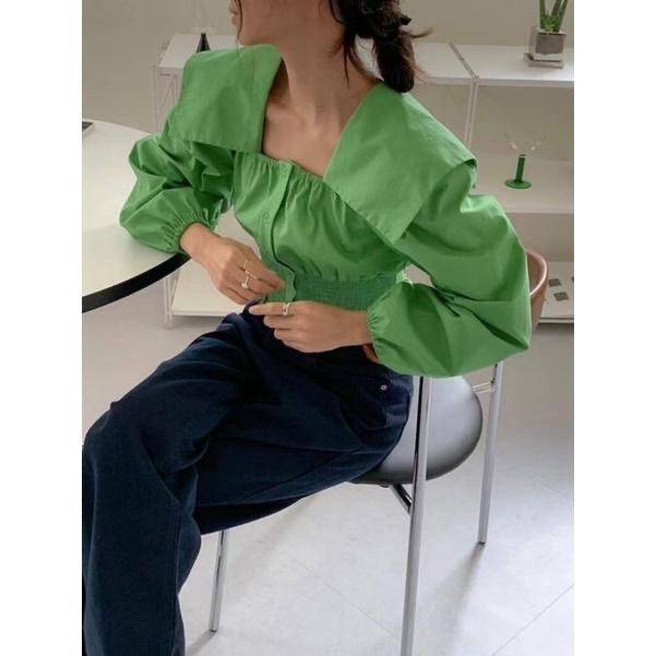 dear.day 現 韓國🇰🇷連線 正韓 大領子設計感襯衫-細節圖4