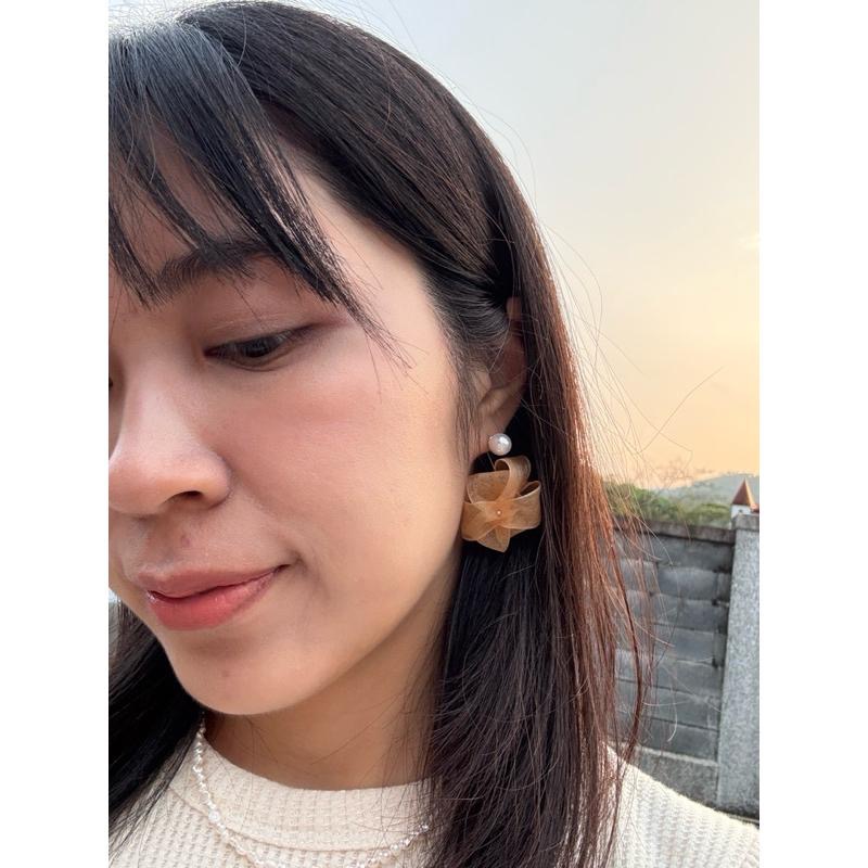 dear.day 原創 手作花花🌸680緞帶珍珠耳環｜手工縫製-細節圖4