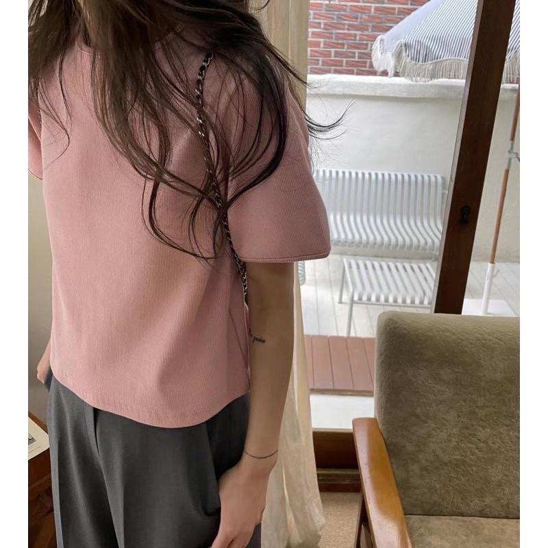 dear.day 現 韓國🇰🇷連線 正韓 華夫格素色T恤｜短袖上衣｜有厚度-細節圖3