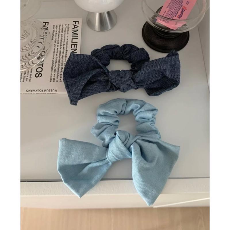 dear.day 現 韓國🇰🇷連線 正韓 250牛仔蝴蝶結髮圈-細節圖2