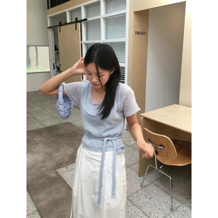 dear,day 韓國🇰🇷連線 正韓 890針織綁帶上衣-細節圖3