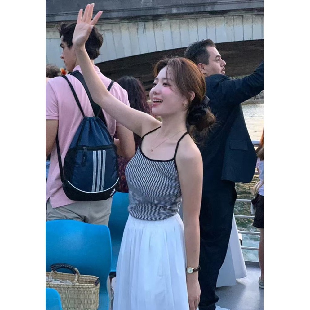 dear.day 韓國🇰🇷連線 正韓 650 條紋掛脖上衣-細節圖3