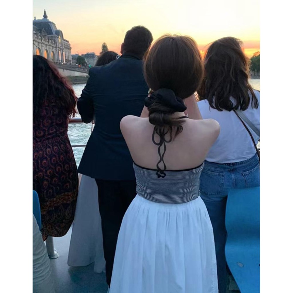 dear.day 韓國🇰🇷連線 正韓 650 條紋掛脖上衣-細節圖4