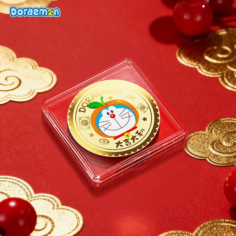 【限時購】正版 哆啦A夢 手機貼 真黃金 萬能貼 送禮 小叮噹 祝福發財 財神爺【ROCK】-細節圖5