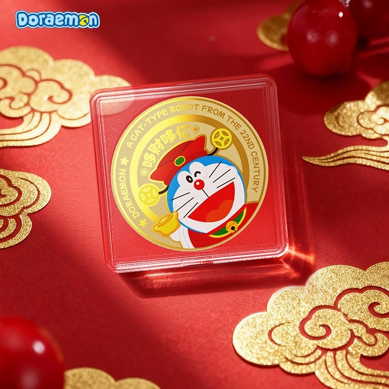 【限時購】正版 哆啦A夢 手機貼 真黃金 萬能貼 送禮 小叮噹 祝福發財 財神爺【ROCK】-細節圖6