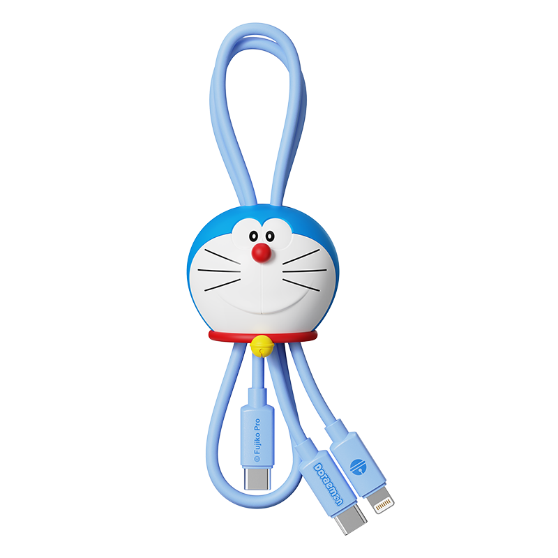 【限時購】正版 哆啦A夢 快充數據線 充電線 傳輸線 usb 蘋果口+tpc口 一拖二快充 小叮噹【ROCK】-規格圖5