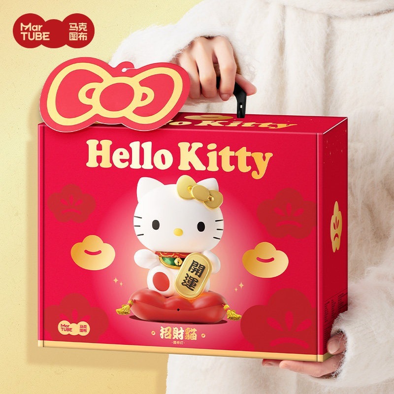 【限時購】正版 三麗鷗 KT貓 招財貓 擺件 小夜燈 Hello Kitty 適合門市感應 禮盒包裝 送禮【馬克圖布】-細節圖5