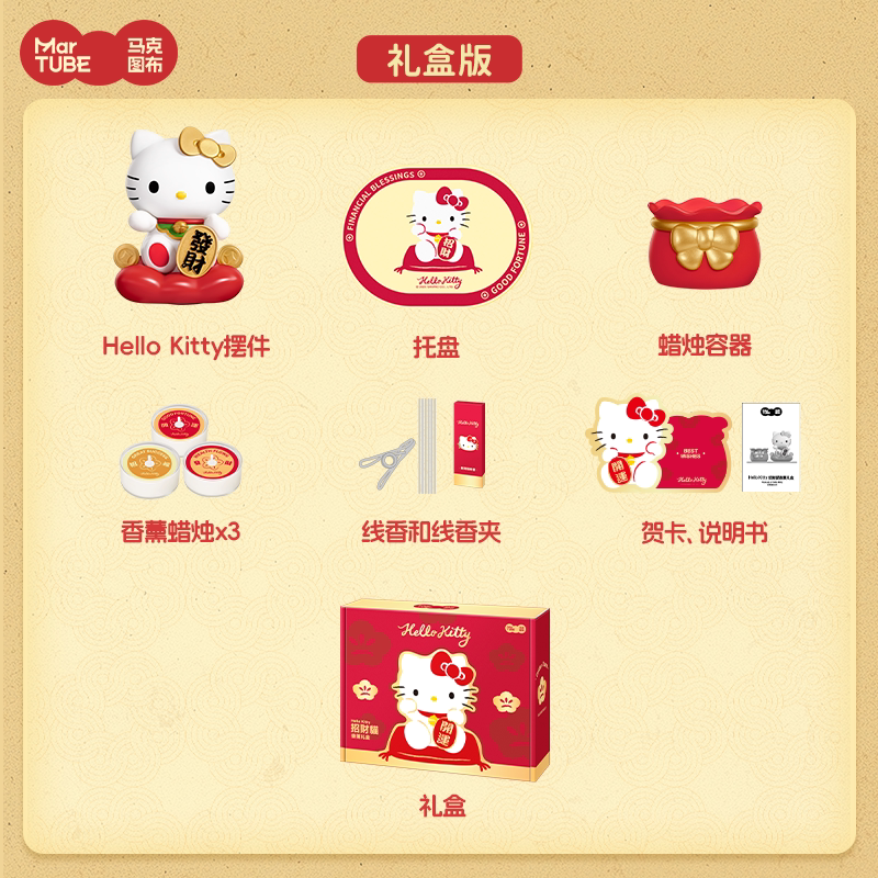 【限時購】正版 三麗鷗 KT貓 招財貓 擺件 香薰 好運 禮盒包裝 送禮超有面【馬克圖布】-規格圖5