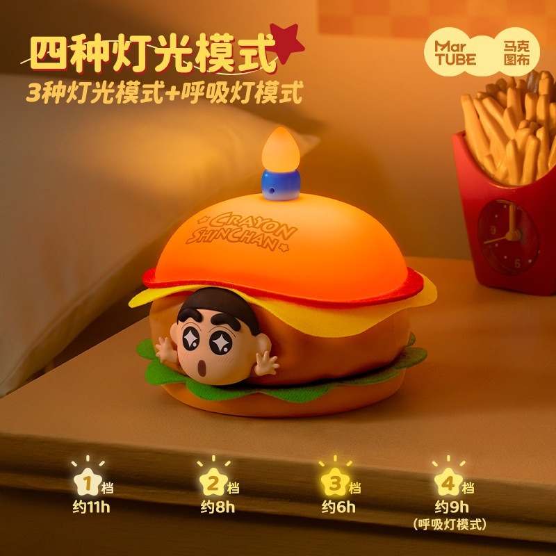 【限時購】正版 蠟筆小新 漢堡燈 小夜燈 生日禮物 禮盒包裝 新之助 【馬克圖布】-細節圖5