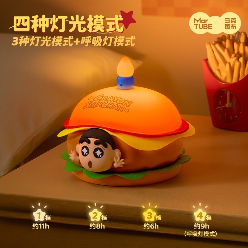 【限時購】正版 蠟筆小新 漢堡燈 小夜燈 生日禮物 禮盒包裝 新之助 【馬克圖布】-細節圖5