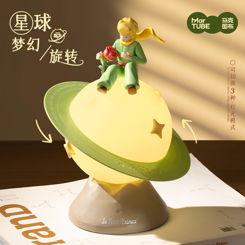 【限時購】正版 小王子 星球小夜燈 氛圍燈 床頭燈 擺件 童話故事 大禮袋 送禮【馬克圖布】-細節圖2