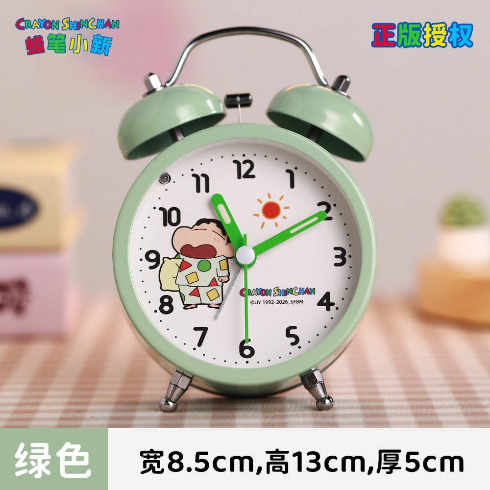 【限時購】正版 蠟筆小新 鬧鐘 時鐘 鬧鈴 帶小夜燈 掛鐘 適合學生 起床鐘 新之助 送禮【翰林】-規格圖7