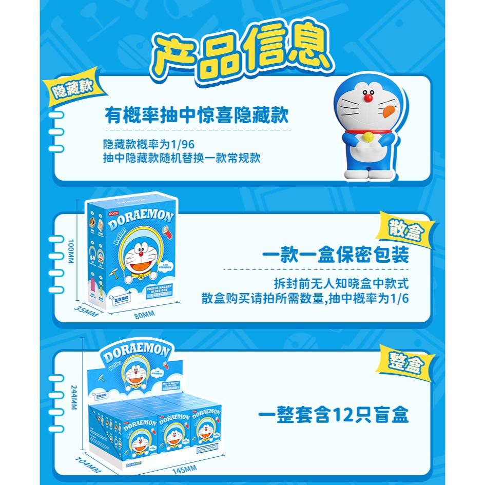【限時購】正版 哆啦A夢 冰箱貼 盲盒款 磁吸貼 裝飾貼 小叮噹 磁力貼 便利貼 冰箱 廚房必備【ROCK】-規格圖6