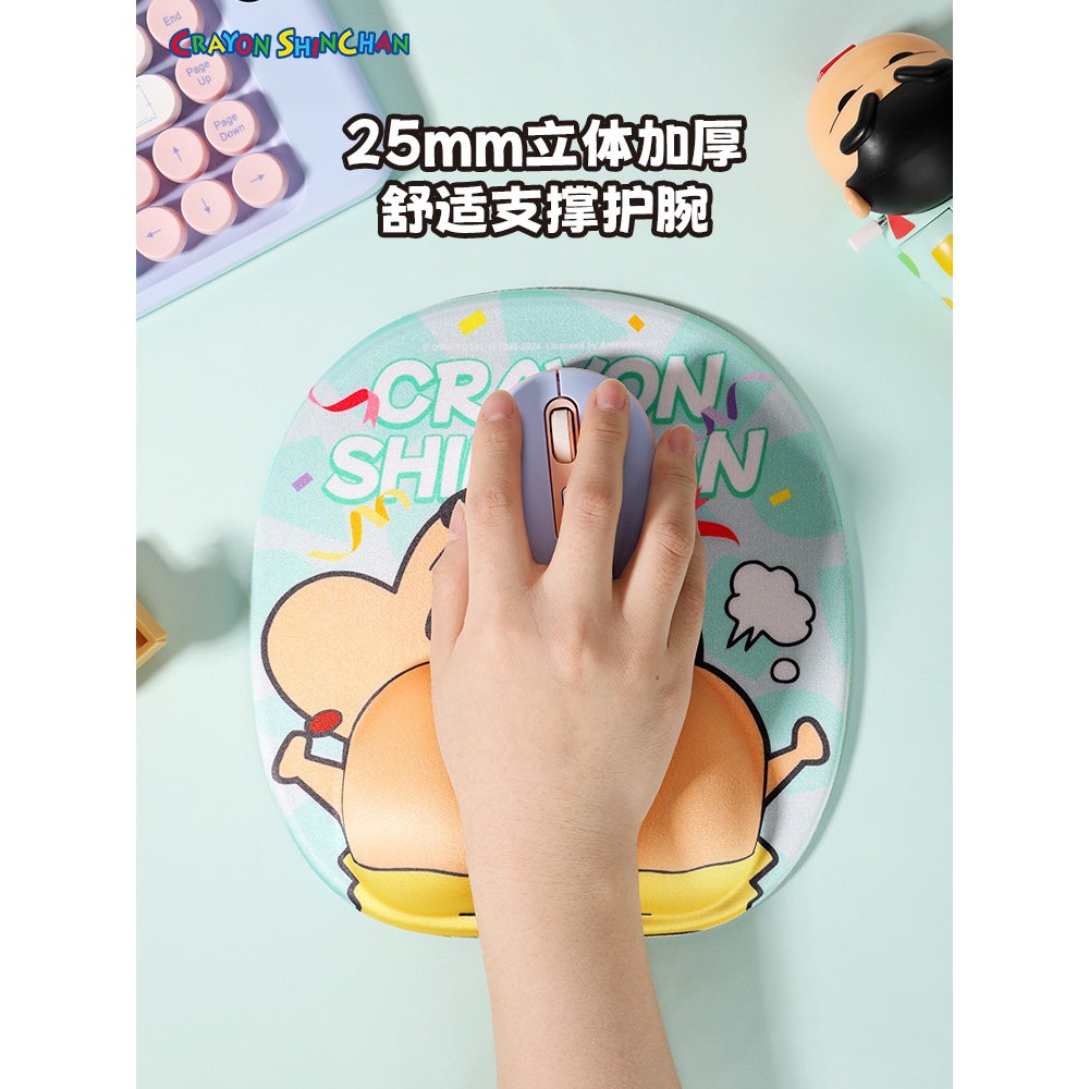 【限時購】正版 蠟筆小新 硅膠滑鼠墊 3D鼠標墊 桌墊 辦公桌墊 防滑墊 新之助 【ROCK】-細節圖2
